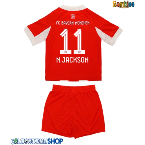 Maglie da calcio Bayern Munich Nicolas Jackson #11 Prima Maglia Bambino 2025-26 Manica Corta + Pantaloni corti)